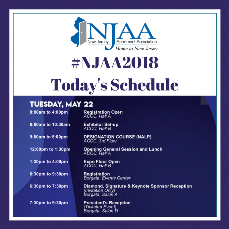 NJAptAssoc's tweet photo. The wait is over! #NJAA2018 is kicking off! Our Economic Outlook and Public Policy panel will start three days of nonstop networking, education and fun. Questions? Stop by registration and we can help! https://t.co/7s3mg4uSx2