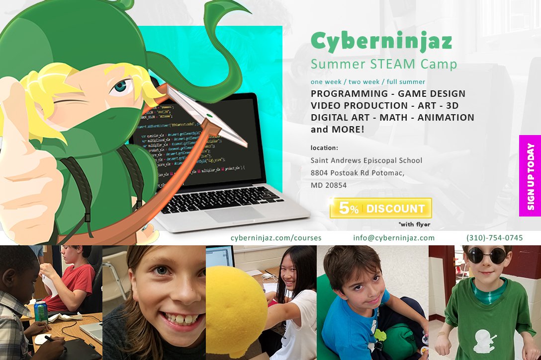 CNZ_Global's tweet photo. Are you and your kids excited about summer camp? Prepare for the most engaging and creative STEAM camp around!
Sign up for courses such as Java Programming and 2d Game Design.
Sign up is available here: https://t.co/FhY3Fb5KNs
#steamsummercamp #camp #summer #kids #children # https://t.co/SlhDwIkn1P