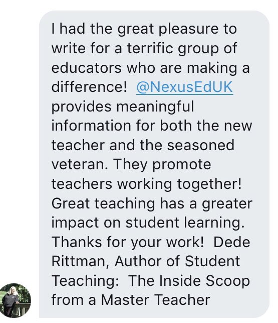 NexusEdUK's tweet photo. It really is our pleasure to share the @NexusEdUK community’s thoughts. Thanks everyone for contributing so far and thanks for the positive endorsement @dederittman https://t.co/fMgGYvOqa8
