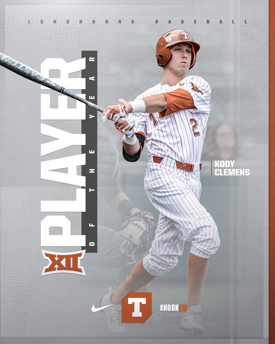 TexasBaseball's tweet photo. The 2018 @Big12Conference Player of the Year is a Texas Longhorn. 

Congratulations, @kodyclem. 🤘 https://t.co/HklLi3H8bj