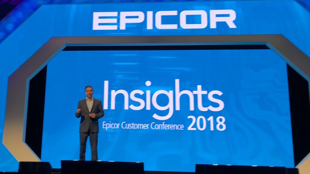 m_littlefield's tweet photo. #CEO Steve Murphy @Epicor kicks off #Insights18 stresses customer centricity, digitization, cloud, manufacturing, and millennials. Sees economy as robust with growth for years to come. https://t.co/ejvYeiLMji