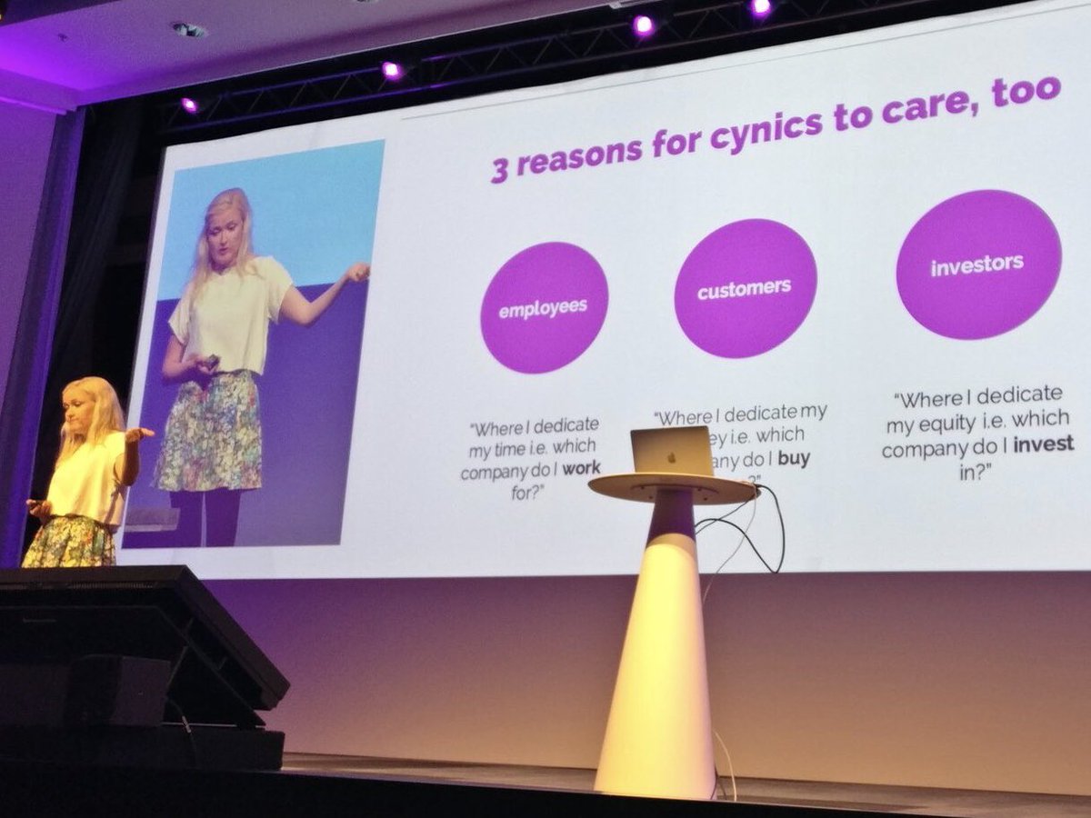 Vaikutus ympäristöön, yhteiskuntaan, terveyteen ja uuden tiedon luomiseen on jo 5 vuoden päästä avain siihen miten raha liikkuu yrityksen näkökulmasta. Erittäin pirteä keynote 👏 <a href="/annunieminen/">Annu Nieminen</a> #Solutions18 #impact