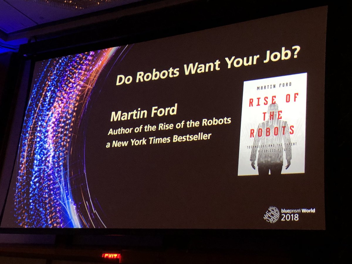 MarioFulan's tweet photo. Future of robots and people #BluePrismWorld @MartinFord https://t.co/VvD377dphd