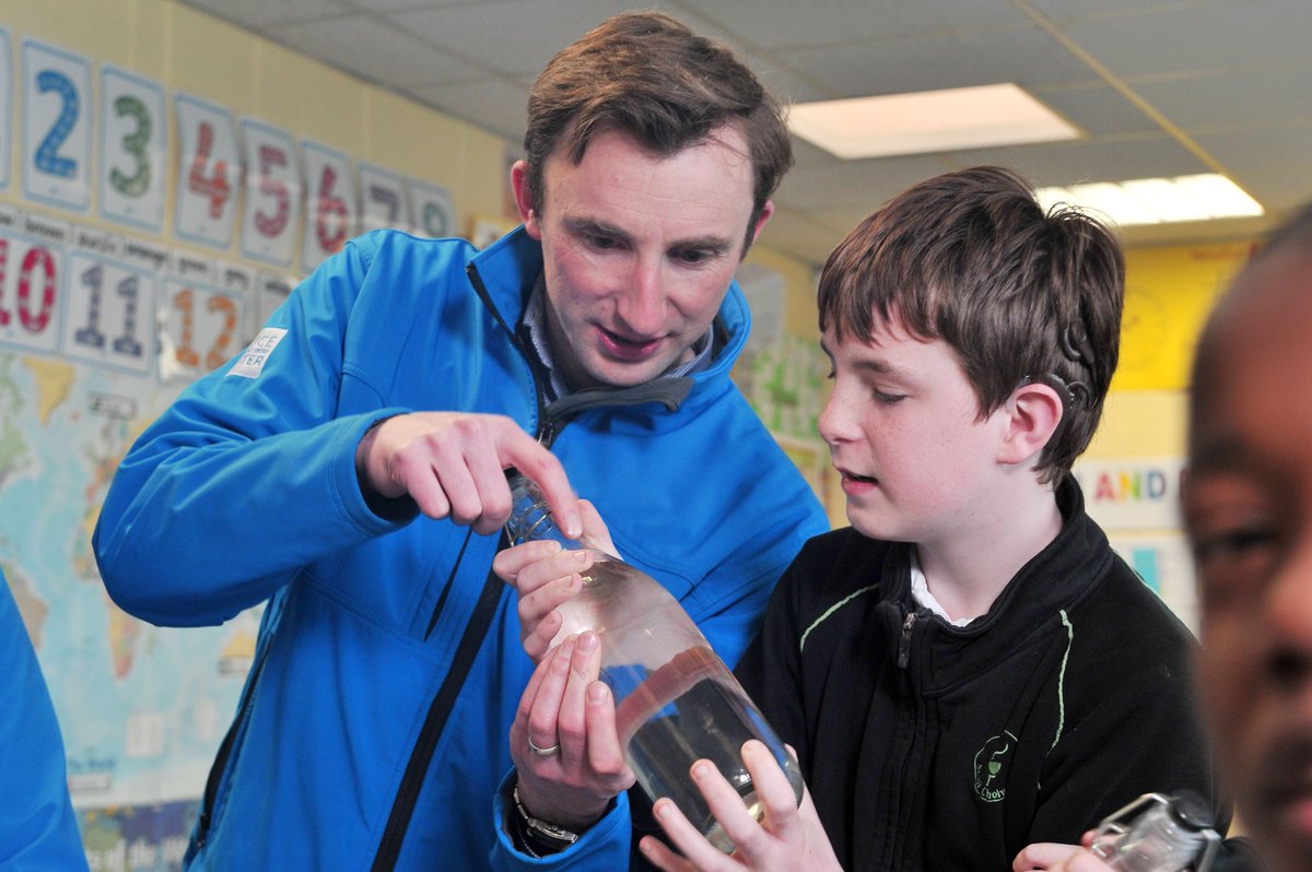 EngineerIreland's tweet photo. We were delighted to see #Ervia staff paying their visit to St Columba's NS Facility for Deaf Children in Douglas. The original #EngWeek18 visit had to be postponed due to Storm Emma. Students got to learn all about #engineering #water #environment #naturalresources https://t.co/3VWspo1DDj