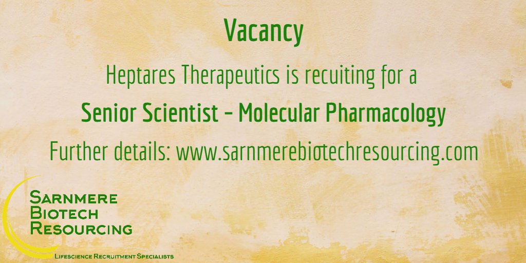 info_sbr's tweet photo. Our client Heptares is recruiting for a Senior Scientist – Molecular Pharmacology https://t.co/XYFYXYNVFH #scientist #Job #biotech https://t.co/VCrGVE6JAW