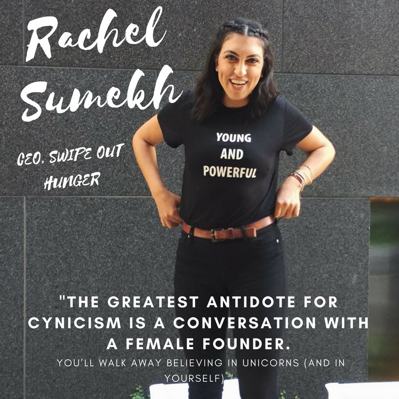 Powerful words from ROIer <a href="/RachelSumekh/">Rachel Sumekh</a>. Check out her organization, <a href="/SwipeHunger/">Swipe Out Hunger</a>, to see how Rachel started a national movement that’s making an impact on campuses across North America! #ROIcom #femalefounder #swipeouthunger