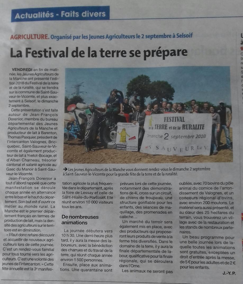 RihouetFrancois's tweet photo. A lire dans @LaPresseManche d'aujourd'hui. Et oui, une belle fête ce sont de longs préparatifs... Bravo et bon courage aux @JA_Manche , particulièrement de St Sauveur, Bricquebec 💪🌽🌾🍀🌼🌱 https://t.co/jLzwYhc1Eu