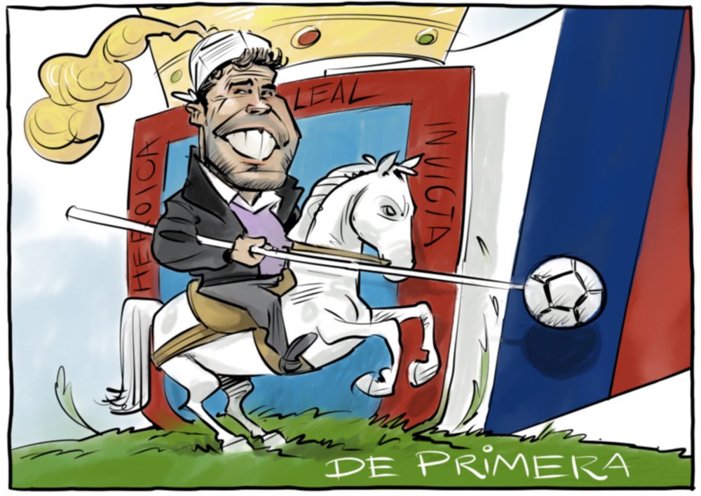 Rubblasco's tweet photo. Hola @SDHuesca! Os dejo esta viñeta del gran Zaca que, aunque normalmente las hace para @esdiari_menorca, su segunda casa es Huesca y así ha querido ilustrar el ascenso de ayer. ¡Que genio! https://t.co/hr7rcuGDNN