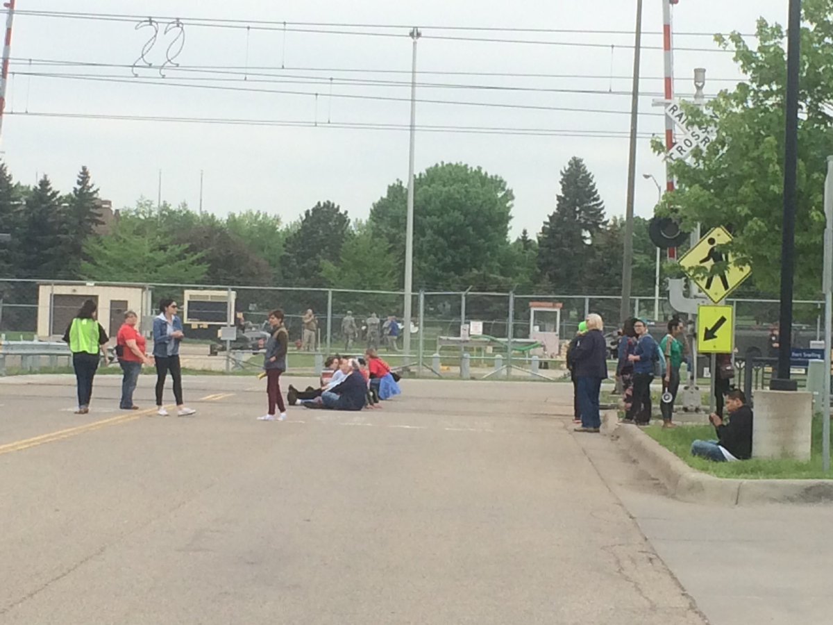 Light rail outside Whipple blocked by ppl of faith to disrupt our immoral deportation regime #PoorPeoplesCampaign