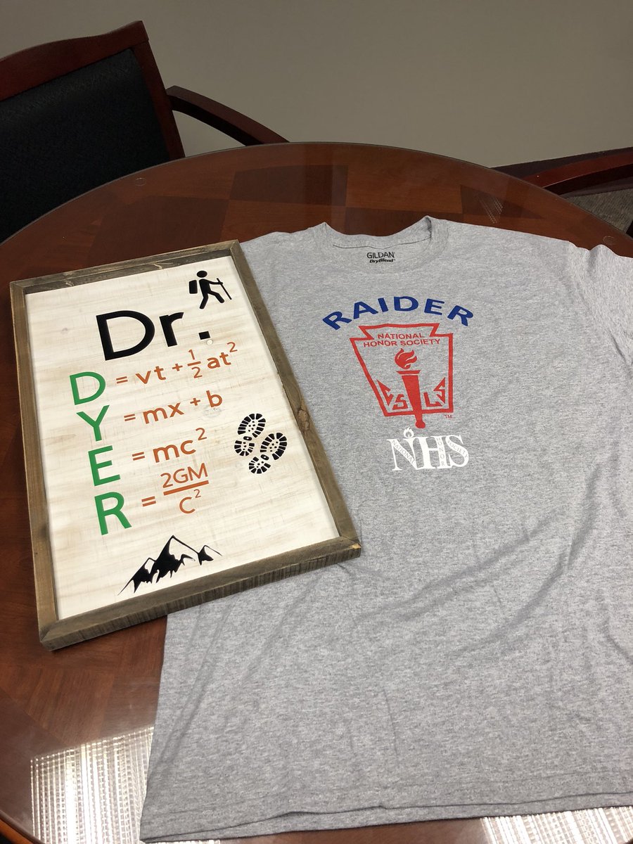 drrusselldyer's tweet photo. Thanks @valerie_capps and Callaway Burton for my equation art and new @RaidersNHS shirt. Great job! #raidermath https://t.co/f2letqzSLd
