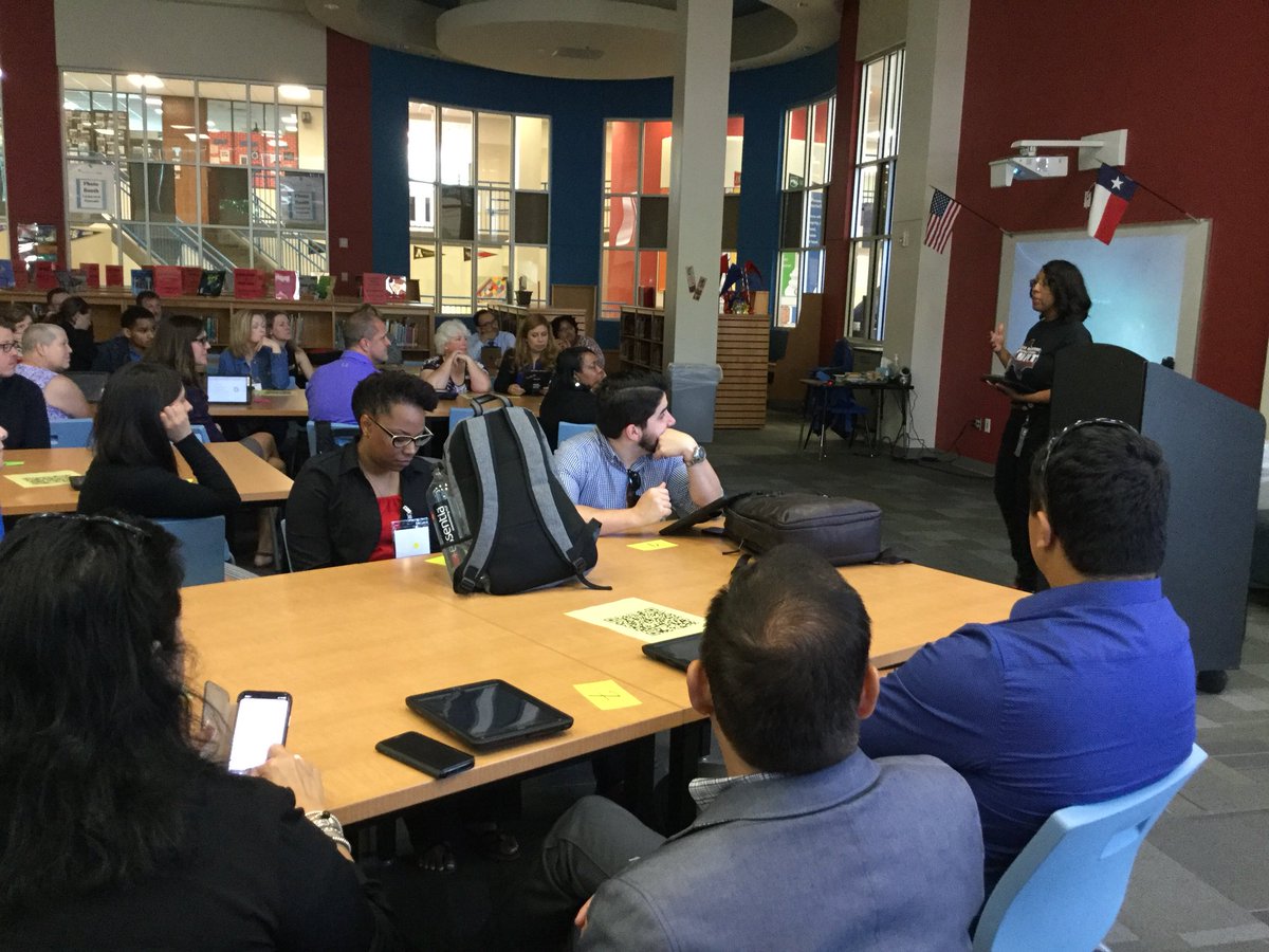 DLC_ViNguyen's tweet photo. We are visiting @SamhoustonMS in @IrvingISD! Meet Steffani, my group leader! Such an exciting opportunity to showcase C4 Year 1 success with @dpvils @verizon #MyIrvingISD #dpvils #verizoninnovativelearning #humanability https://t.co/0y96acvGZ0