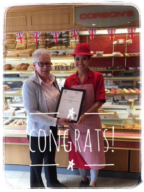 ScottishBakers's tweet photo. Well done to Alexandra Rzepecki and Martha OโNeil from #Corsons who have gained their Level 2 qualification in Food Sales & Service Skills. Pictured is Alexandra receiving her certificate from our training advisor Eleanor #NFDT #congratulations ๐ https://t.co/BzqVnBPDv7