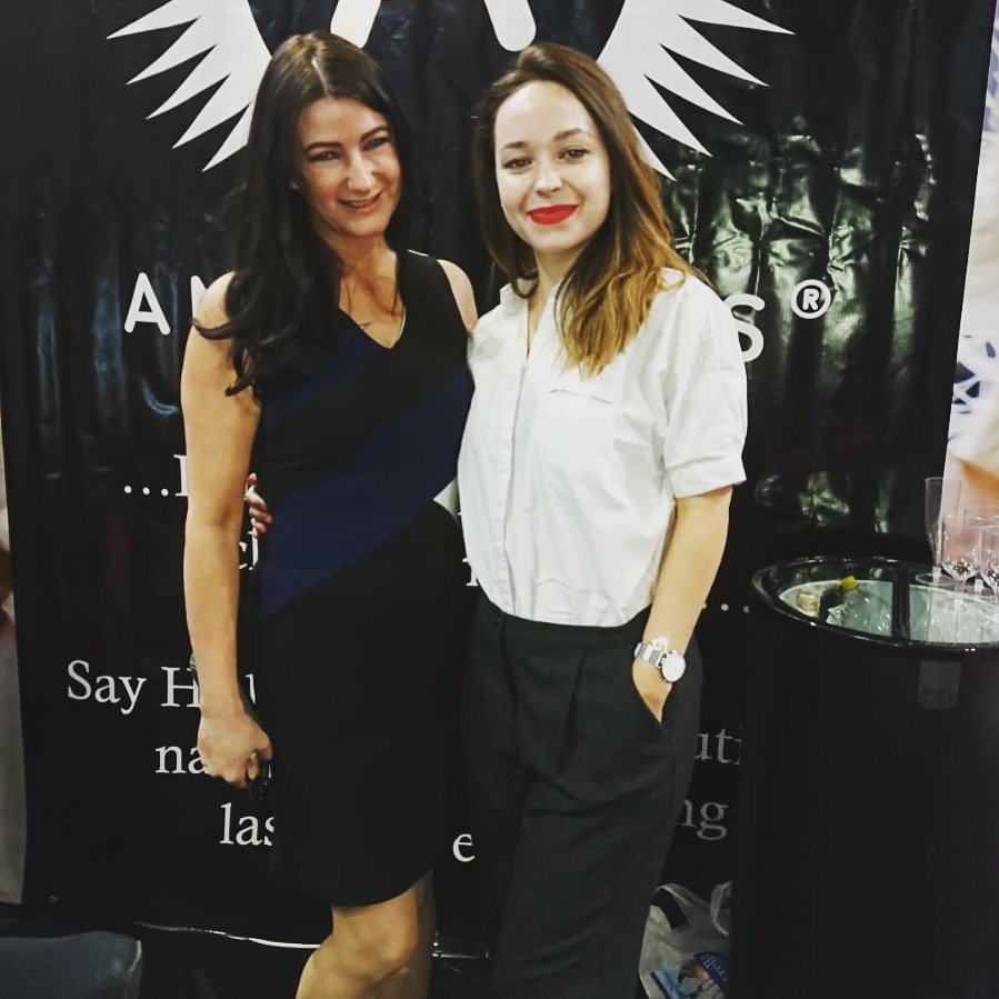Georgia, editor at professional beauty magazine with angel eyes director Marie Di Rito at the beauty show NEC 💄 👁 #angeleyes #lashes #lashextensions #angeleyeslashes #beauty #beautyshowuk