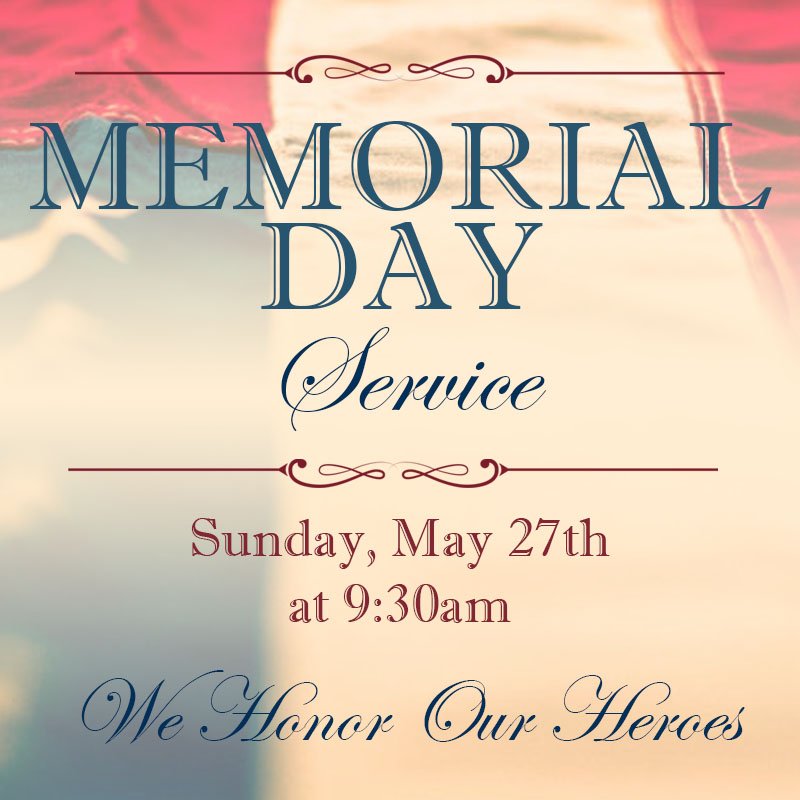 MyeChurch's tweet photo. Join us for a special Memorial Day Service, THIS Sunday, May 27th at 9:30AM. Remember & Honor our Heroes. ππΊπΈ
#FHC #FHChurch #MemorialDay #Service #SundayMorning
#Church #Chicagoland #Illinois https://t.co/f7HWazJ5gk