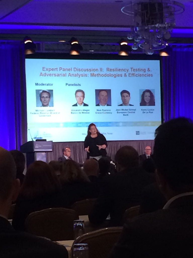 DeLaRuePlc's tweet image. ‘By comparing actual counterfeits and adversarial analysis pre-realise you get a fuller picture’ - Kerre Corbin, De La Rue #BanknoteConference2018