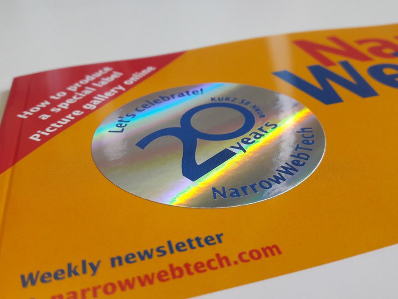 NarrowWebTech's tweet image. Celebrating 20 years #NarrowWebTech with a special label! How was this  anniversary label designed and produced? Read details &amp;amp; see pictures here:
bit.ly/2s1ZWnq Thanks also to @THE_KURZ_GROUP and #Vollherbst (#VollherbstDruck)! #labels #labelprinting #20years
