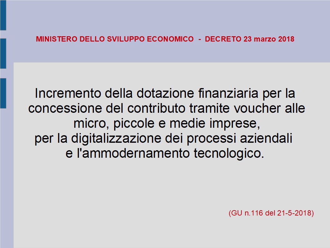 Incremento della dotazione finanziaria per la digitalizzazione dei processi aziendali e l'ammodernamento tecnologico.