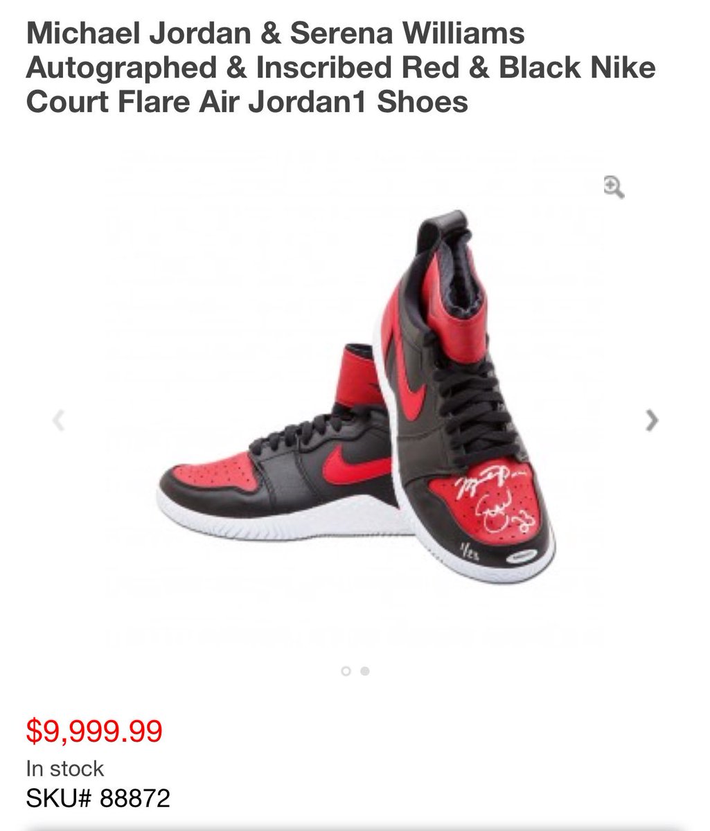 darrenrovell's tweet photo. Upper Deck launches @serenawilliams autograph collection, includes shoes signed by MJ &amp; Serena for $10,000 https://t.co/PNcwPlFU0N