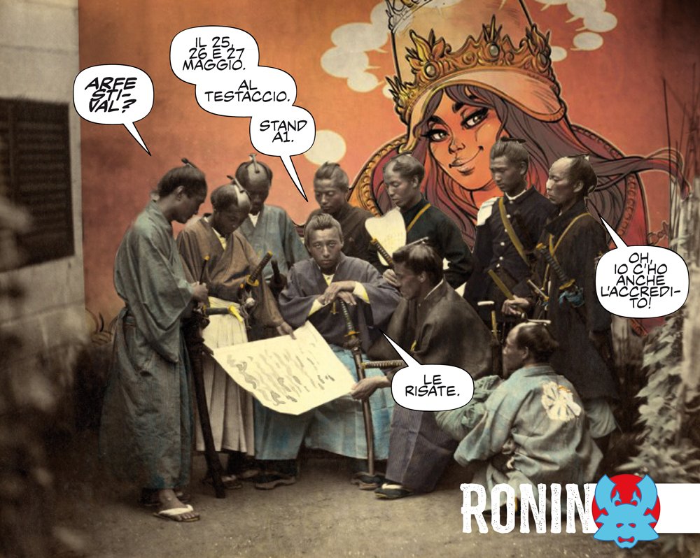 RoninCollettivo's tweet photo. Che noi di #RoninMag saremo all'@arfestival ormai lo sanno in tutto il mondo!
25/27 maggio, Mattatoio Testaccio di Roma, occupiamo elegantemente lo stand A1 (è in posizione strategica: vicino ai bagni!)
#fumetti #comics #Arf4 #stayARF #ARF2018 https://t.co/Mj5ParlijW