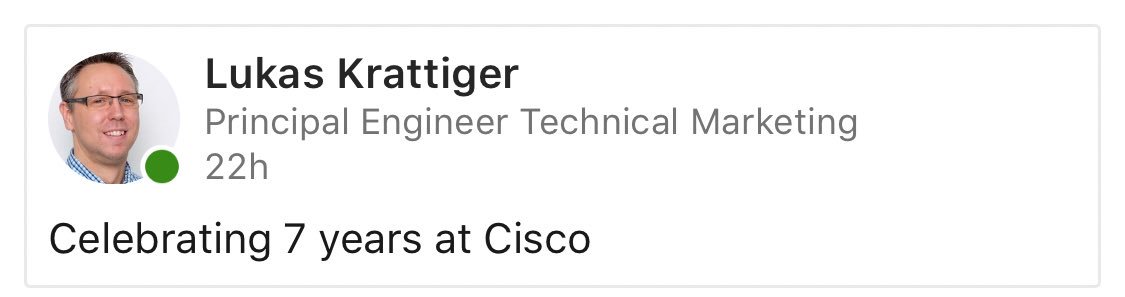 CCIE21921's tweet photo. still feeling like a youngster within Cisco #7YearsOfService https://t.co/cvJC6alM5F