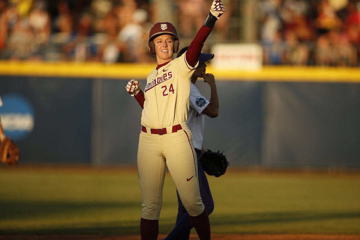 With her 29th double of the season, Sydney Sherrill ties the NCAA single-season record for doubles. #WCWS
