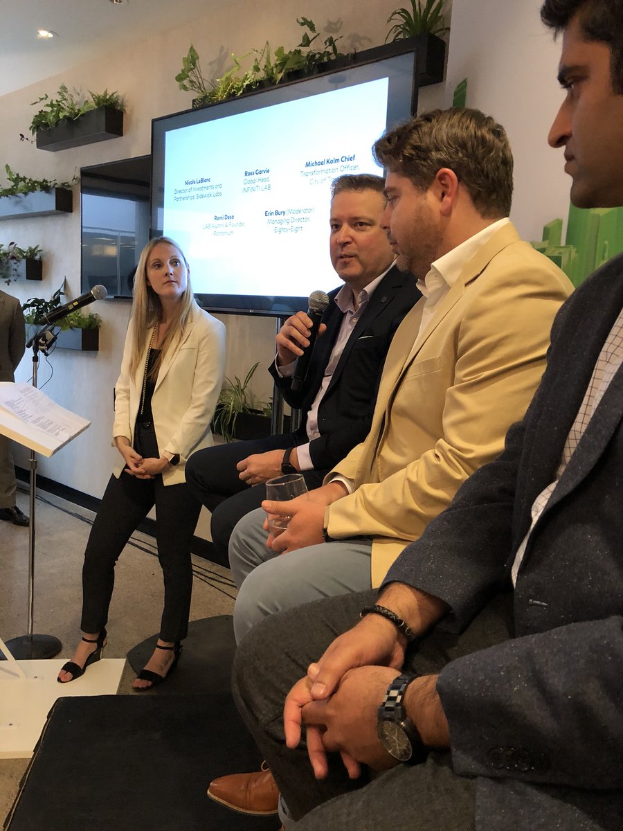 Thanks @infiniti_lab for hosting a great discussion on #Toronto #SmartCities with <a href="/erinbury/">Erin Bury</a> <a href="/pantoniuminc/">Pantonium Inc.</a> @MichaelKolm. It was great to share the <a href="/SidewalkToronto/">Sidewalk Toronto</a> vision and meet so many amazing #mobility #startups.