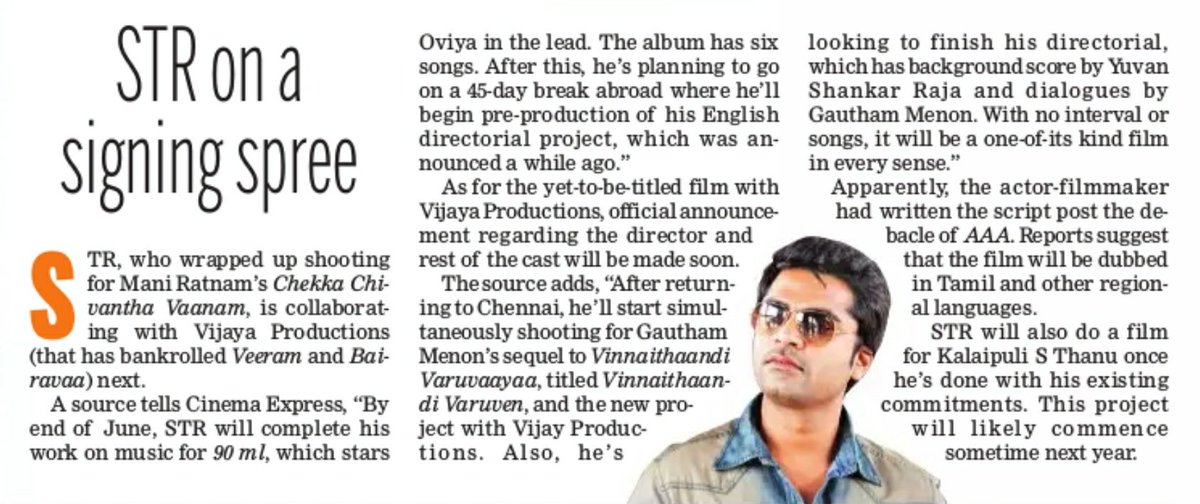 STR_360's tweet photo. STR on a signing spree - The New Indian Express
#Simbu #CCV #ChekkaChivanthaVaanam #STRManiratnam #STR34 #STR35 #STR36 #STR37 https://t.co/xApM4b7f96