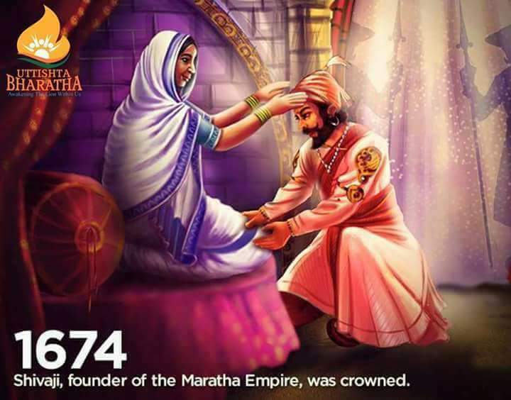 ® Dear Brothers & Sisters Let Us Celebrate The Coronation Ceremony Of 🚩🚩🚩🚩🚩🚩 Hindu Hrudaya Samrat, Shri Chhatrapati Shivaji Maharaj which was held at Raigarh on this day in 1674. 
#ChatrapatiShivajiMaharaj #CoronationCeremony #UttishtaBharatha