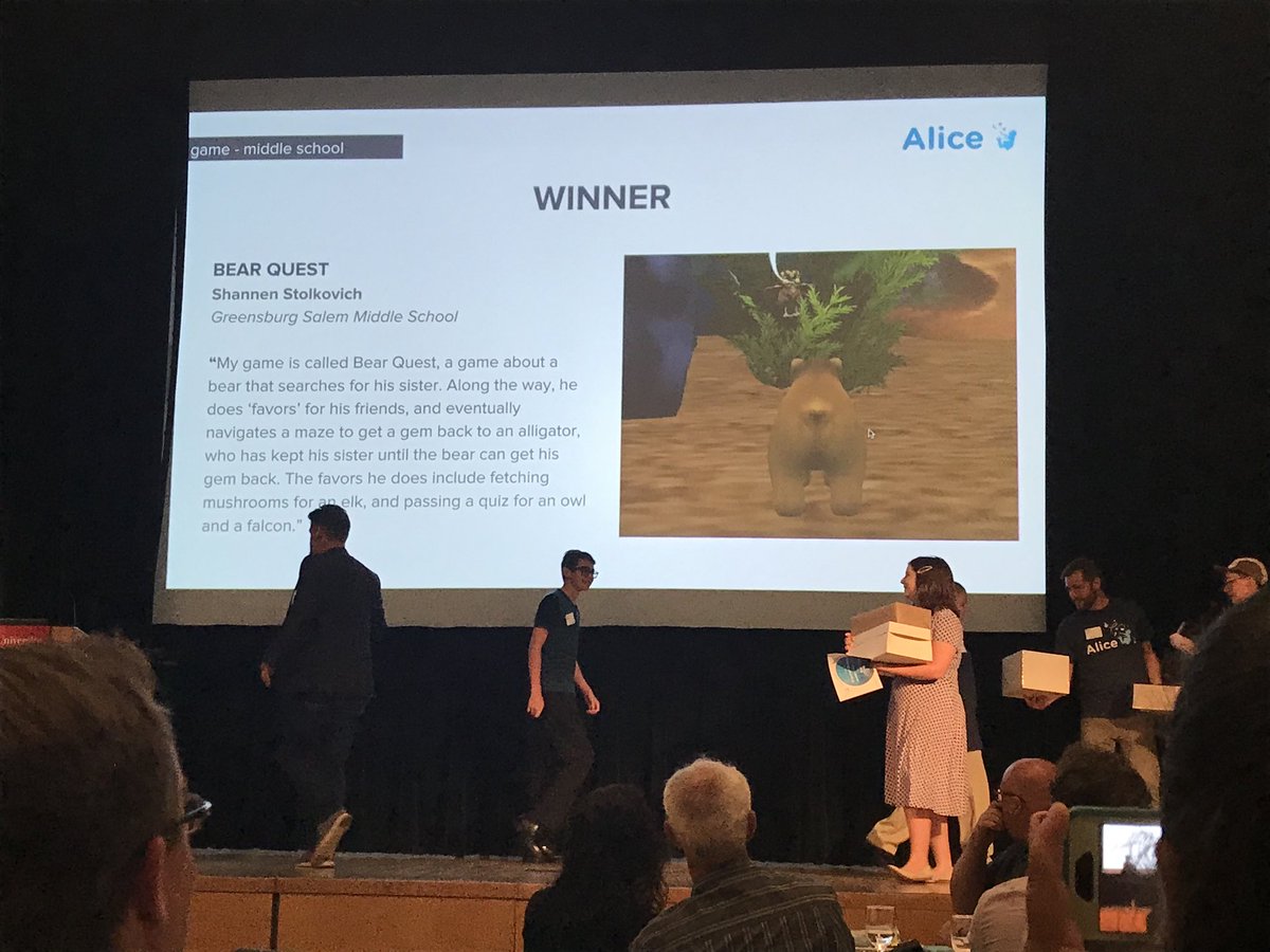 mr_audia's tweet photo. I am so unbelievably proud of these two #8thGrade Art&amp;Technology students Mariah Conway and Shannen Stolkovich ! They each won first place in their categories (Mariah for animation &amp; Shannen for game design) at @CarnegieMellon @cmuetc for the first annual #AliceChallenge https://t.co/84EttW9bFn