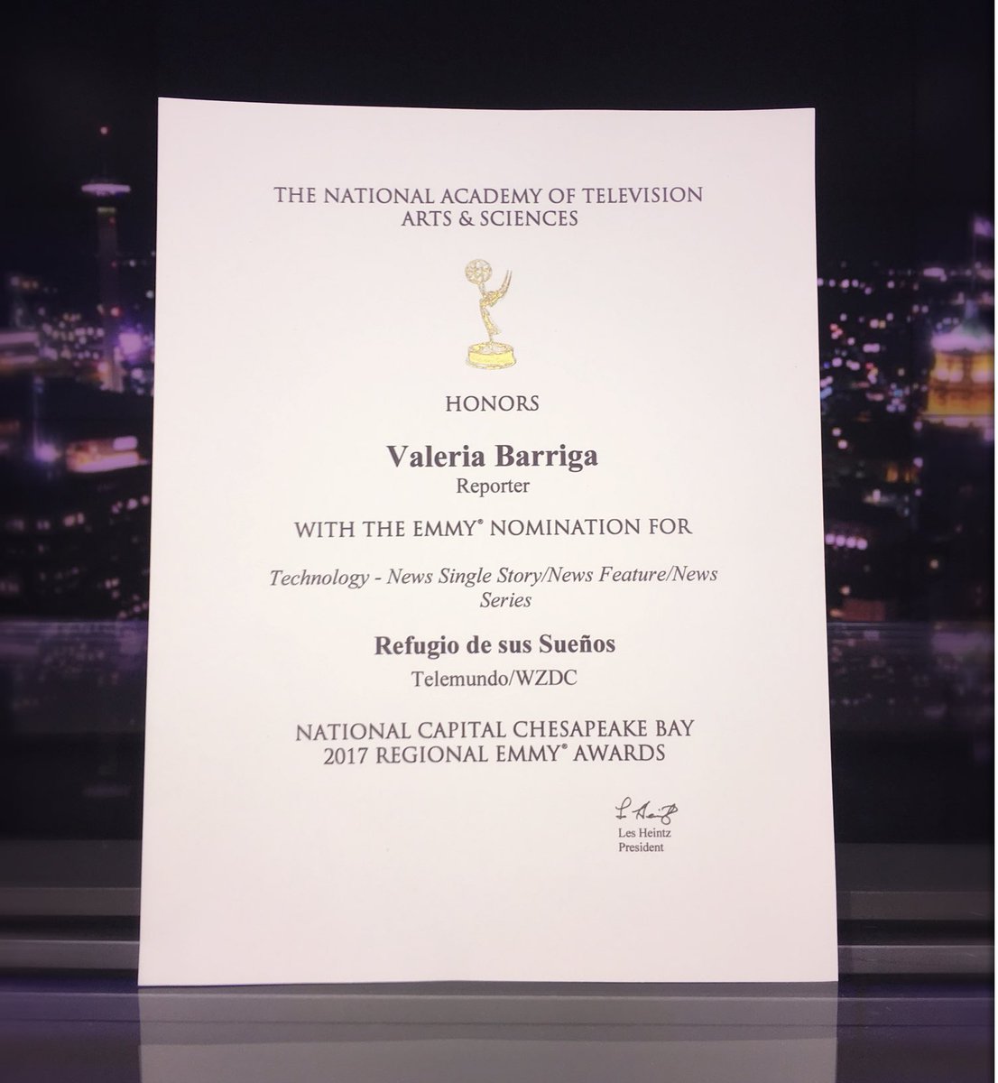 valebarrigatv's tweet photo. ¡Que felicidad, que emoción y que nervios! Es un gusto y un honor estar nominada con esta maravillosa historia de @NicoGarciaMayor Thanks to every single one of you guys for inspiring me every day and for trusting in my work! #emmys #cmaxsystem #telemundo https://t.co/0jgGCkLkdh