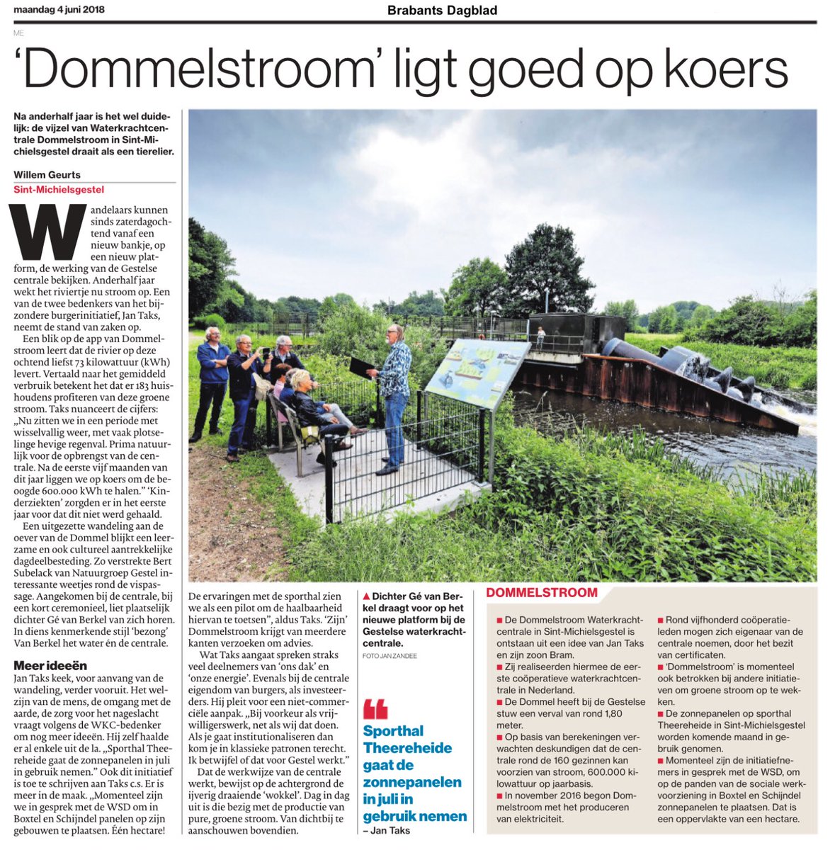 Een mooi voorbeeld van #waterkracht en #burgerkracht. <a href="/DECDommelstroom/">DECDommelstroom</a> ligt op st(r)oom en dat smaakt naar meer.
@wddommel