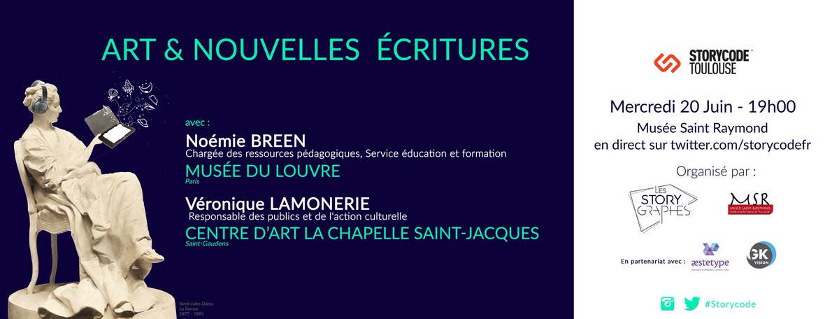 StorycodeFR's tweet image. #Storycode Toulouse : rdv le 20 juin à 19h au @MSR_Tlse pour une nouvelle conférence sur l&apos;#art et les nouvelles écritures !