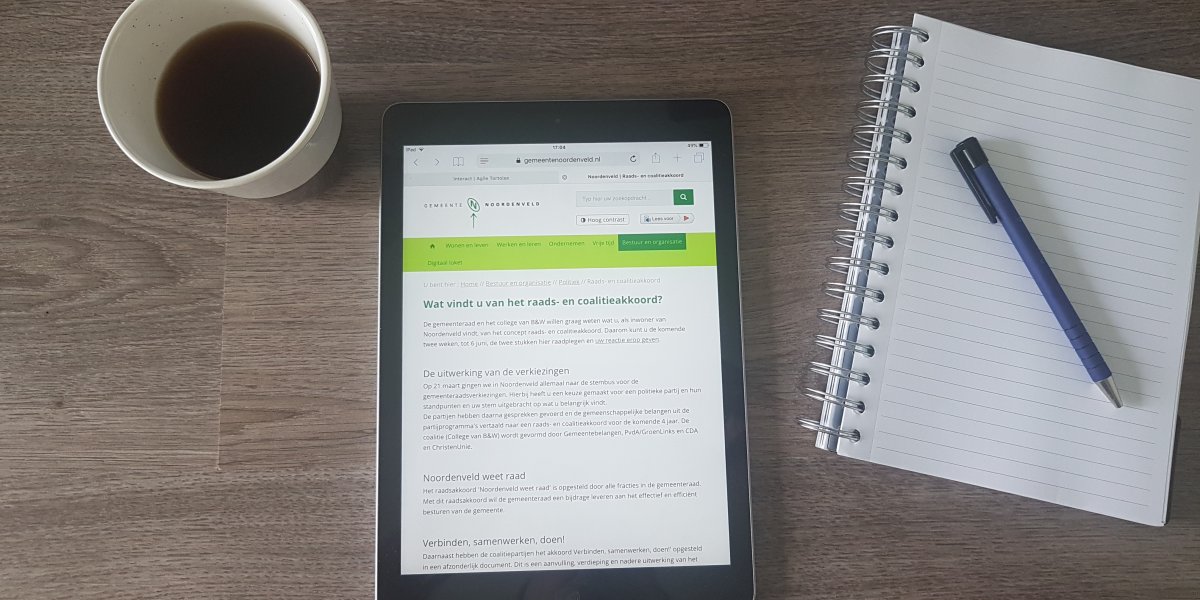 Heeft u al een reactie gegeven op het raads- en coalitieakkoord? U heeft nog tot 6 juni de kans!

Laat weten wat u van het raads- en coalitieakkoord vindt. Vul een reactieformulier in op de website van de Gemeente Noordenveld of bij de bibliotheken in Norg, Peize en Roden.