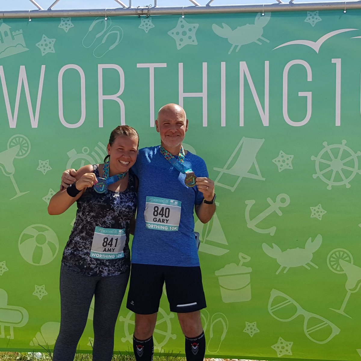 #Worthing10k 01:06:42 for Amy and 00:50:00 for me. #MedalMonday