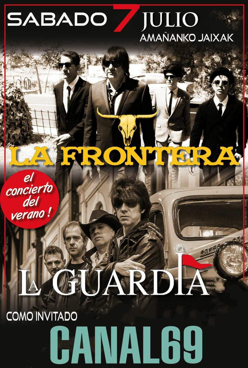 El 7 de Julio estaremos en Eibar (Guipúzcoa) compartiendo concierto con La Guardia y La Frontera!! Será la ostia!!