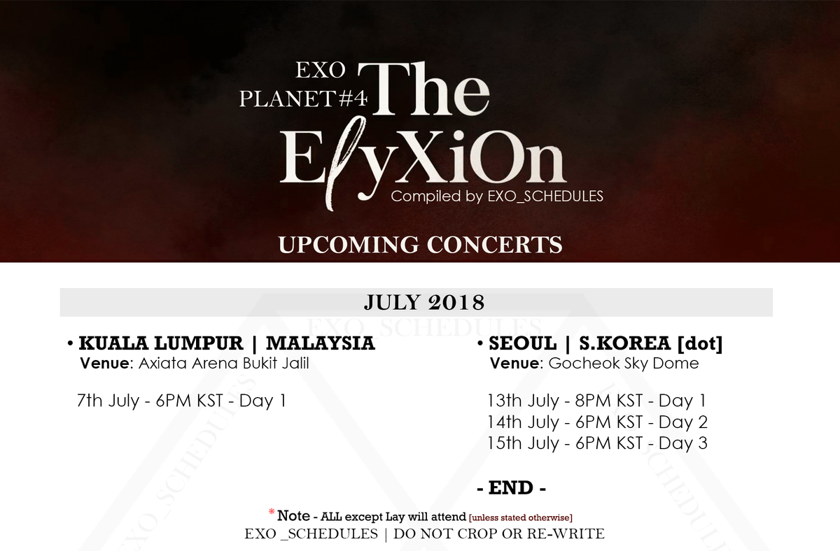 EXO PLANET #4 - The EℓyXiOn - concert tour schedule Officially