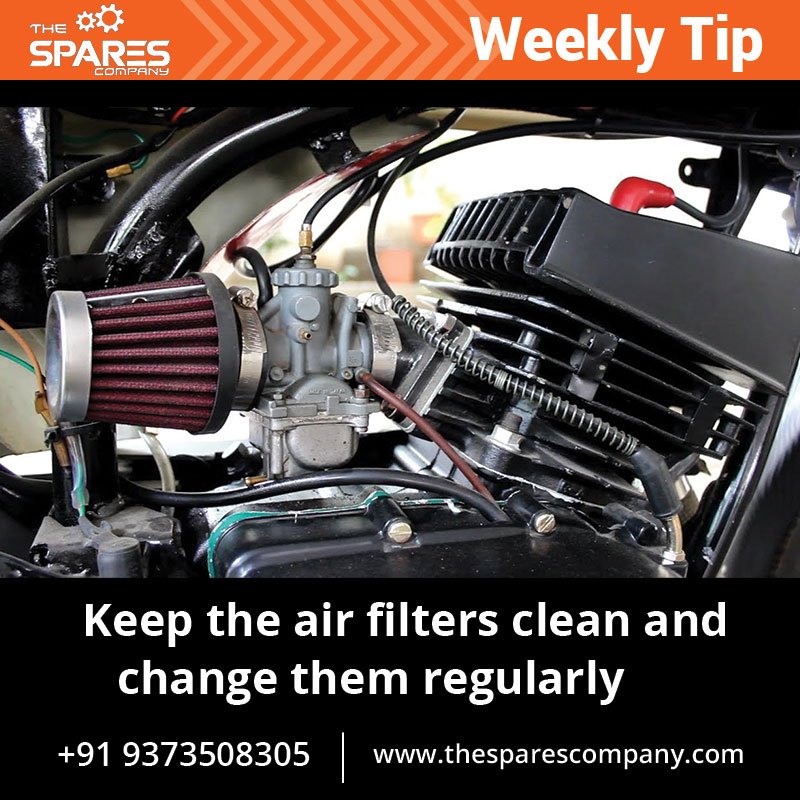 thesparesco's tweet photo. #WeeklyTip to Maintain #Bike in Good condition
#CleanAirfilter - The dusty conditions in India could clog up the filter in very less time. Make sure to keep the air filter clean & change air filter at regular intervals
#TheSparesCompany https://t.co/h9S7FwureQ
#GenuineSparePart https://t.co/MAewILXsLV