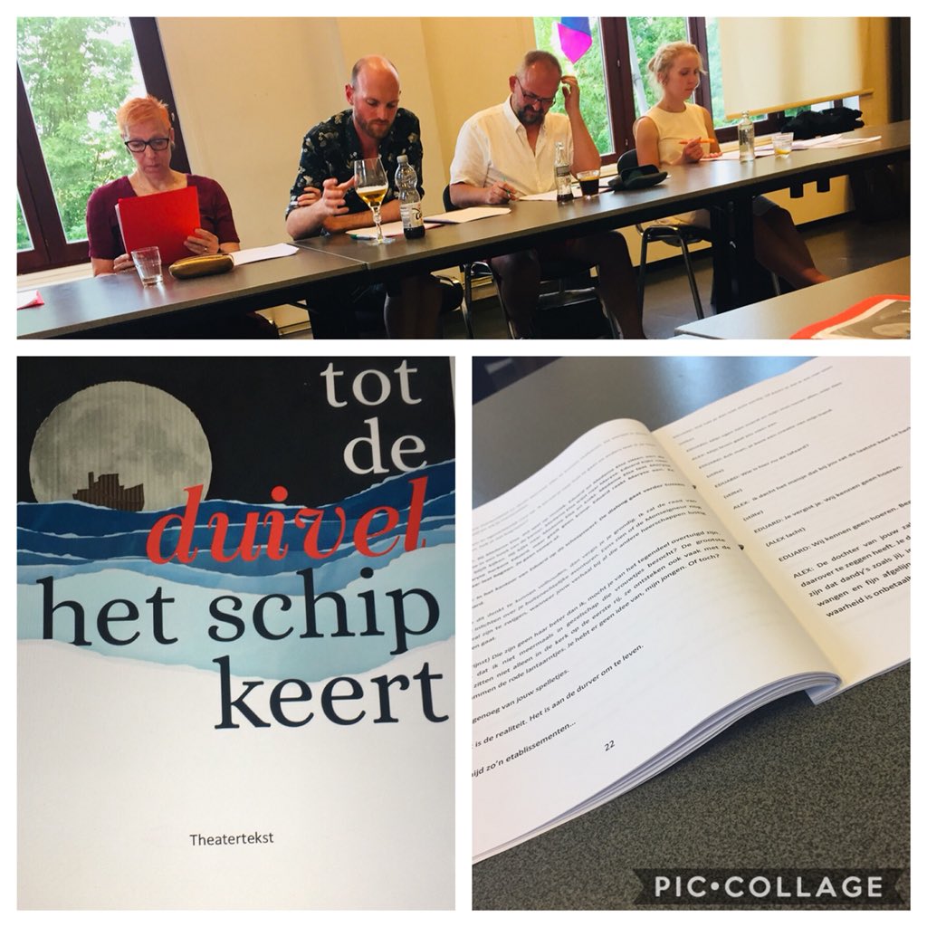 NBriessinck's tweet photo. Eerste keer het theaterstuk lezen met de cast!
#Totdeduivelhetschipkeert #Wateenstemmen #vanromantotscene #vreak #wijdames https://t.co/Y2znRxP8ur