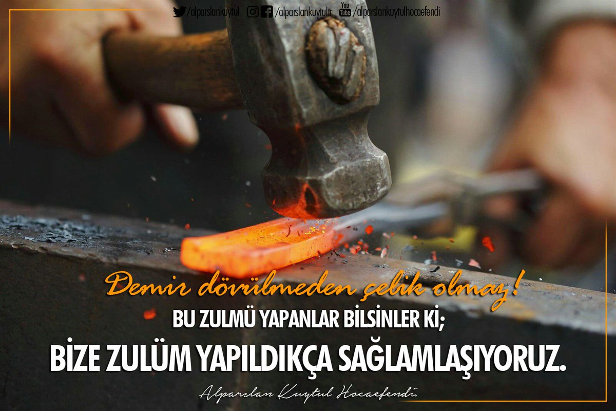 Demir dövülmeden çelik olmaz!
Bu zulmü yapanlar bilsinler ki; bize zulüm yapıldıkça sağlamlaşıyoruz.
#BuZulümBitsin