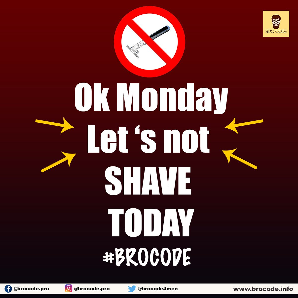 brocode4men's tweet photo. #Noshavemonday
Beards make Monday better
.
.
#BROCODE #mondaymotivation #beard #noshaveday #Day1 #growbeard #flaunt #Beardie #savetheshave #beardfitness #beardhood #beardmenlookbetter #beardporn #instagood #Indianbeards #beardlover #beardlife #beardthings #beardgame #beardrules https://t.co/4FTWltd8Sp