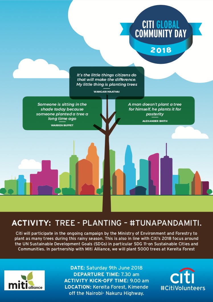 “What we are doing to the forests of the world is but a mirror reflection of what we are doing to ourselves and to one another.”―Chris Maser
#TUNAPANDAMITI at Kereita Forest on 9/06/2018. @Citi @MitiAlliance @mwaiyaki 
#CitiVolunteers 
#PandaMitiPendaKenya 
@Rotaract_TUK 
@UNGtB