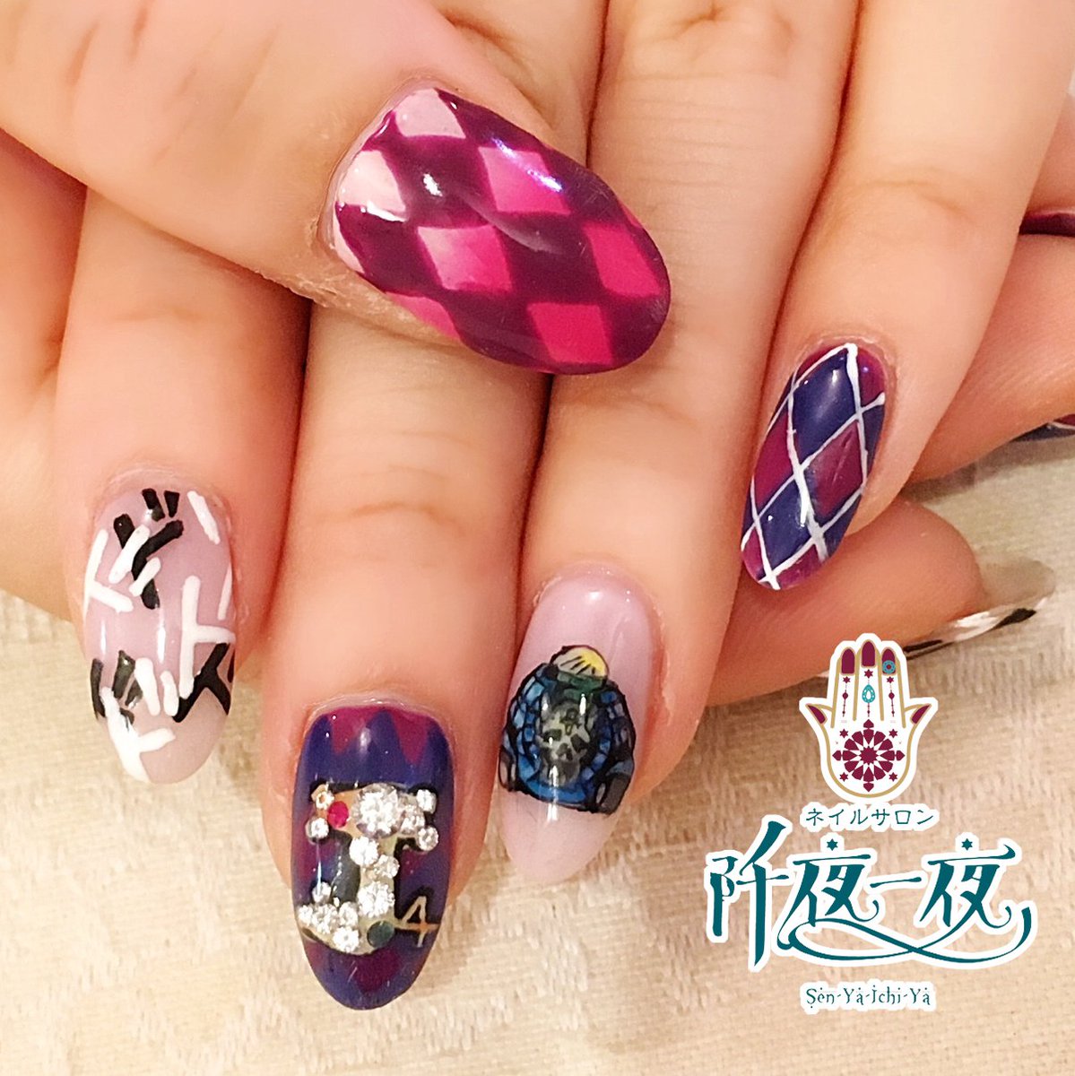 nailsenyaichiya's tweet photo. 昨年の夏のマイネイルでございます💅
荒木飛呂彦原画展
素晴らしかったです
今年の夏も楽しみですね😍
#マイネイル
#イベントネイル
#痛ネイル
#ジョジョ
#jojo 
#ジョジョの奇妙な冒険 
#4部
#ダイヤモンドは砕けない
#吉良吉影
#シアーハートアタック
#杜王町
#仙台
#ネイルサロン阡夜一夜 https://t.co/QCZUPrd326