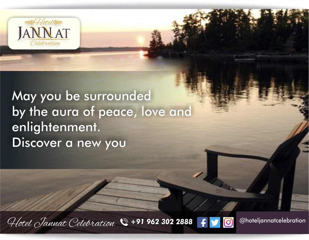 May you be surrounded by the aura of peace, love, and enlightenment. Discover a new you.
#MondayMotivations #mondaythoughts
#hotelsinnagpur, #hotelheritage, #5starhotel, #cheaphotelrooms, #hotelreservations
For More Information Visit Us: hoteljannatcelebration.com