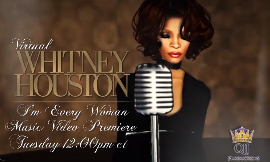 QJJProductions2's tweet photo. Virtual #WhitneyHouston (@QJJ_SL_VU ) I'm Every Woman IMVU Music Video to drop Tuesday at noon central time! #IMVU #WeLoveWhitney #Nippy #IMVUVideo #IMVUTribute #QJJPInc https://t.co/EtdSdhBgYd