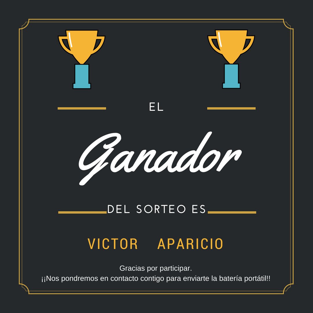 elcosabsl's tweet photo. 🎉🎉¡¡Enhorabuena Víctor!!🎉🎉 A lo largo del día nos pondremos en contacto contigo para enviarte la batería portátil. ¡Gracias a todos por participar!😁 https://t.co/ZWmC9c01YJ