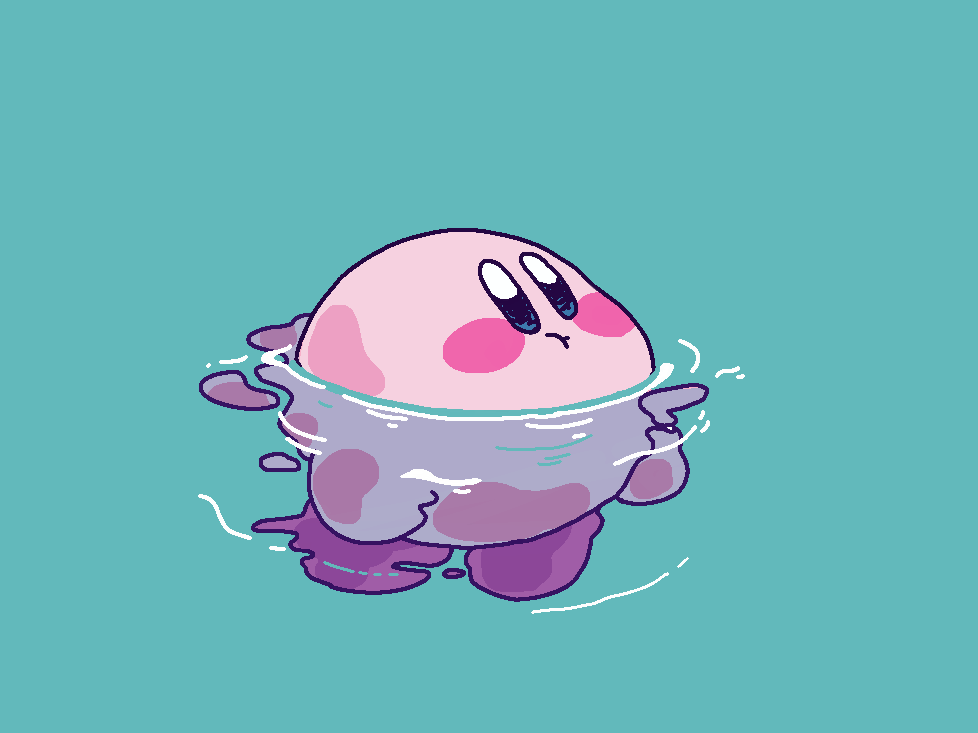 kirby no humans afloat water blush stickers solo partially submerged simple background  illustration images