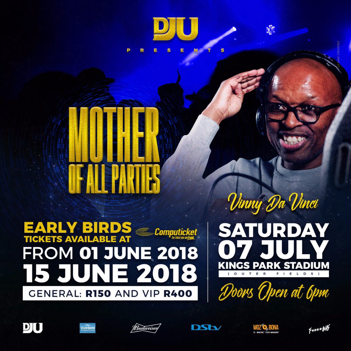 nomfundo_small's tweet image. Prepare your MusicalSouls for one hell of a #DJsAtWork set delivered by yours truly @VinnyDaVinci &amp;amp; @djchristossa at the #DJUMotherOfAllParties 7 July, KingsParkStadium 🐎
