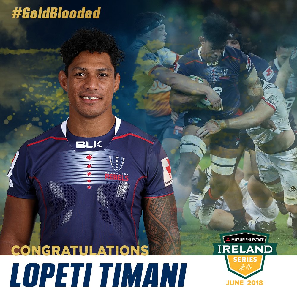 MelbourneRebels's tweet photo. Congratulations to @LTimani who has been drafted into the @qantaswallabies squad as a training partner for the Mitsubishi Estate Ireland Series! #GoldBloded #AUSvIRL https://t.co/8lFbUijeAR
