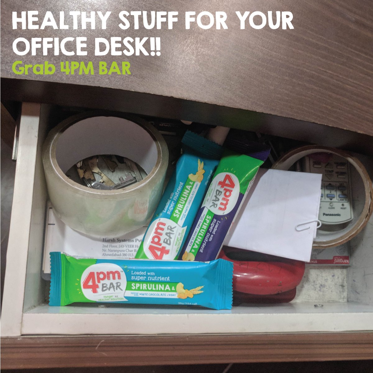 Not in a mood to work at office? Grab 4pm bar!!  A healthy food for a wealthy mood!!
Pre-order now at: catapooolt.com/4pmbar

#hecticschedule #boredom #wealthy #mood #4pmbar #healthy #nutrition #hunger #chewthenew #spirulina #energybar #balanceddiet
4pmbar.com