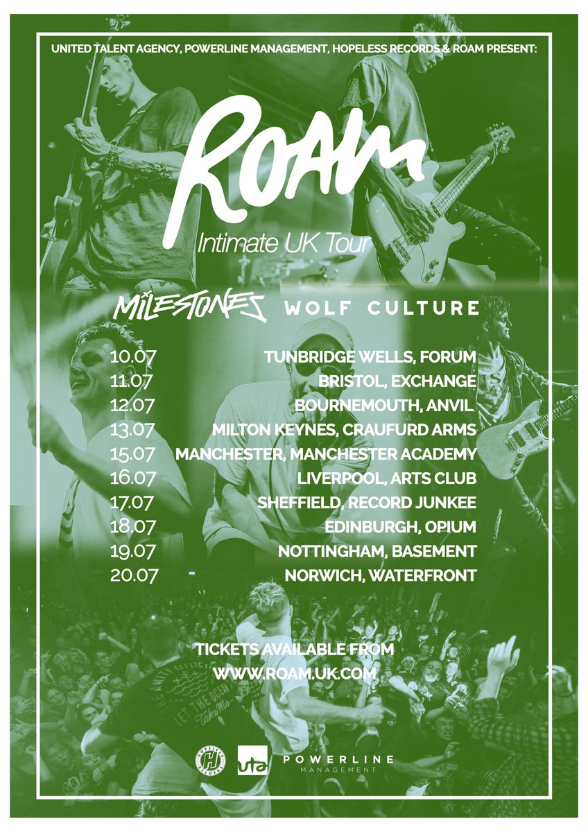 upsurgeartists's tweet photo. Excited to announce we’re bringing @ROAMse back to Norwich for an intimate show at @WaterfrontNR1 

Tickets on sale 9am Wednesday!
https://t.co/0Mpai4E5Yp https://t.co/simld4PSdt
